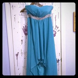 Teal Strapless dress